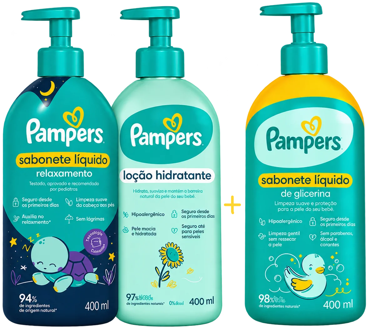 Kit de amostra Pampers Banho do Soninho + brinde (3 sachês de 7 ml)